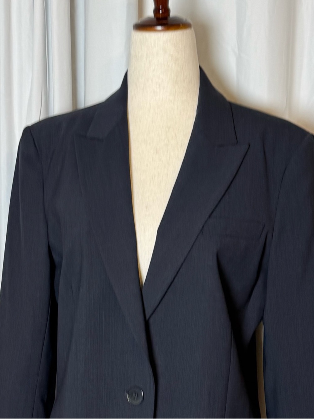 Theory Wool Single Breasted Blazer Navy Single Button Tailored Jacket Size 12 - Picture 4 of 14